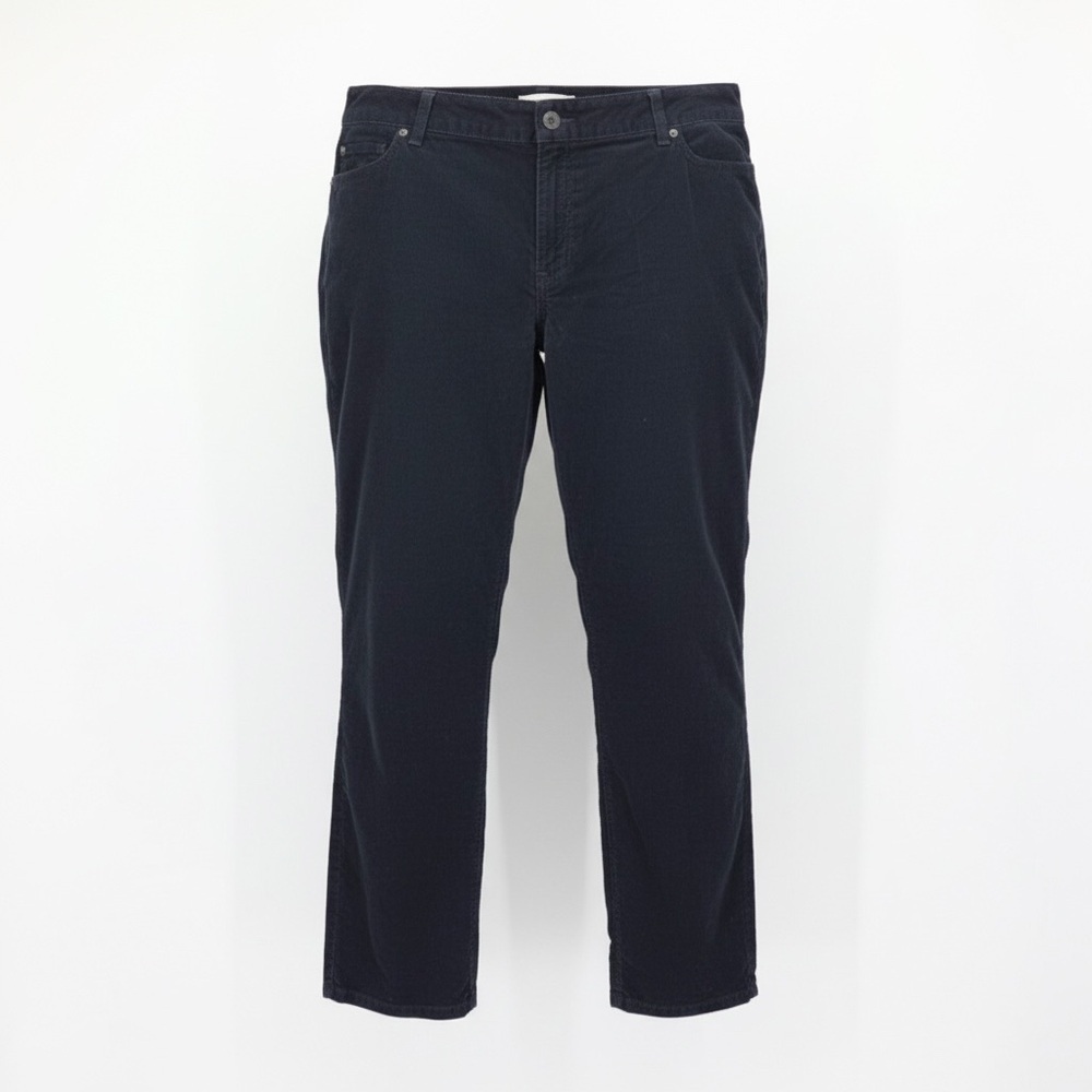 LL Bean‎ Womens Curvy Favorite Fit Black Corduroy Pants 20R Straight Leg Classic